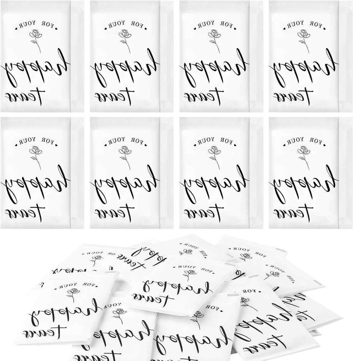 Happy Tears Tissues - Bruiloft Zakdoekjes - Bruiloft Gasten - Individuele Verpakkingen - 30 Packs - Wit