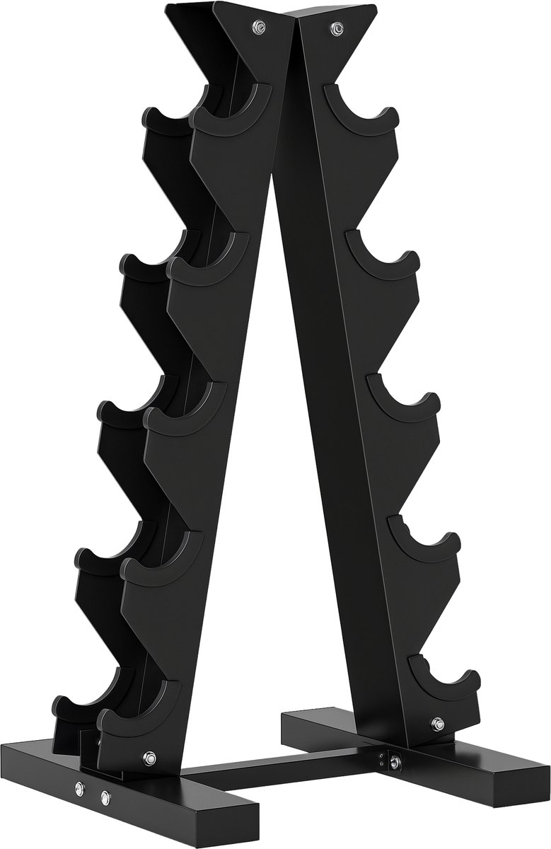 Halterrek voor 10 halters - 5 niveaus - stevig stalen frame - tot 100 kg - zwart - 66 x 35 x 33 cm