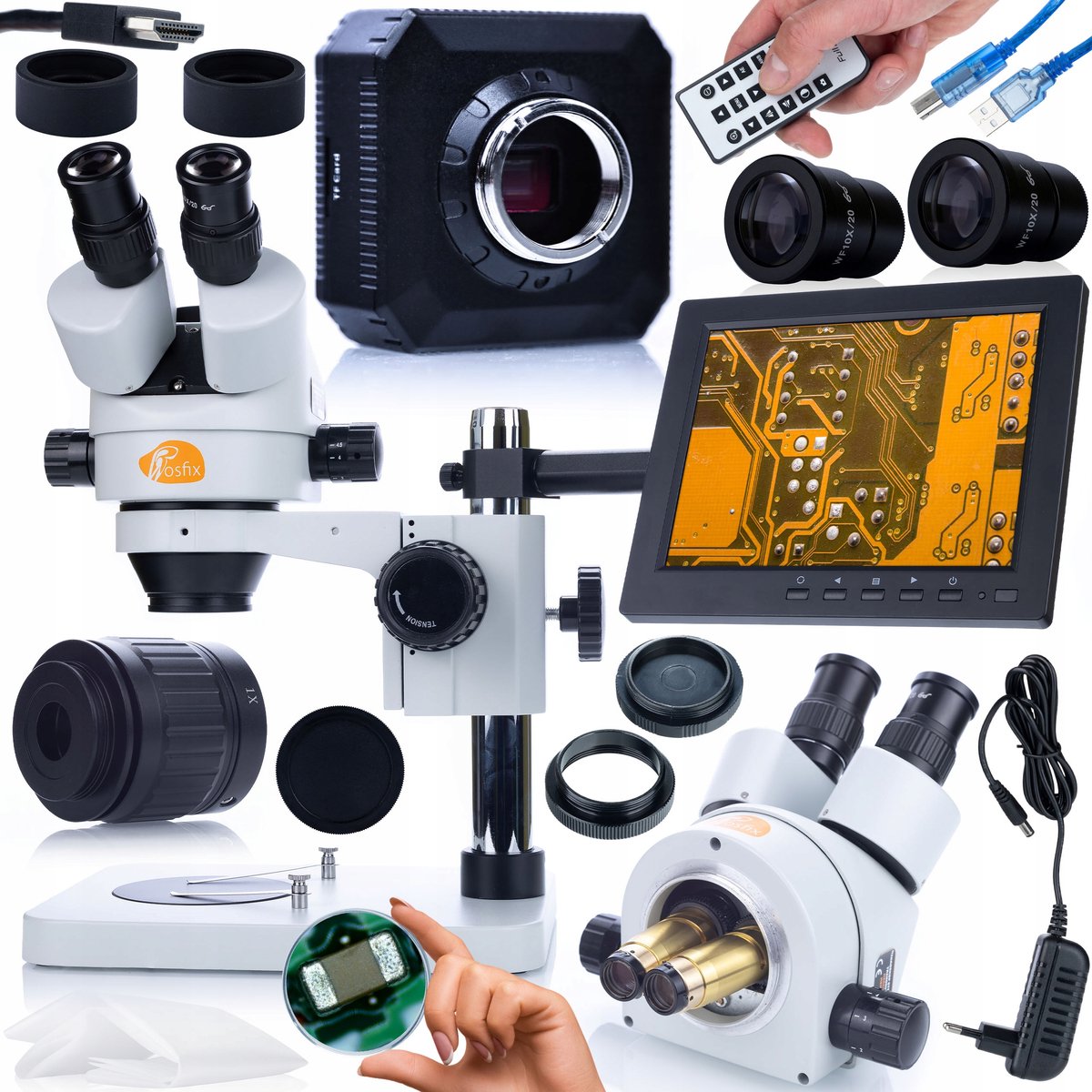 Rosfix Mikroscoop Trinokulair Mercury Pro - Met Camera 4K HDMI 16MP - C‑Mount, 7–45x Optisch, 8''