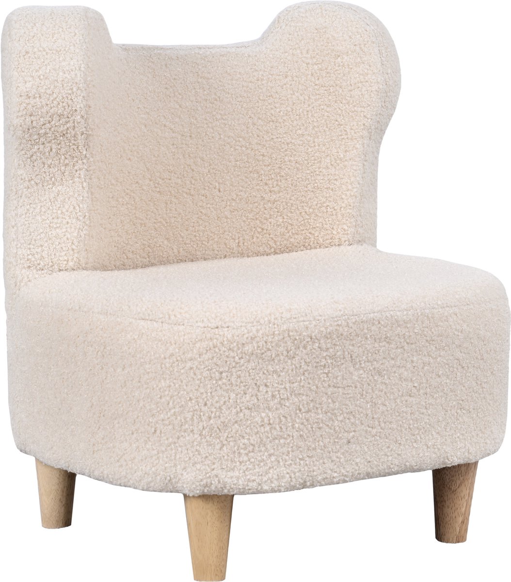 Kinderfauteuil - pluche fauteuil met berenoren - fleece hoes - schuim - beige