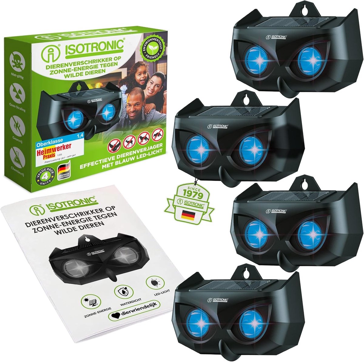 Marterverjager - Blauw LED-licht - 40 m² Bereik - Zonne-energie Dierenafweermiddel - Voor Tuin en Buiten