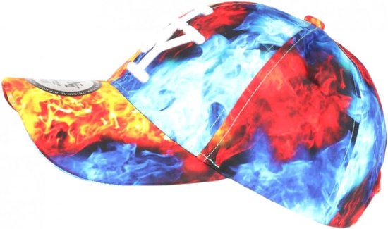 Baseball Cap - NY Cap Pet - Straat Stijl - Vlammen Print - One Size - Blauw — afbeelding 2