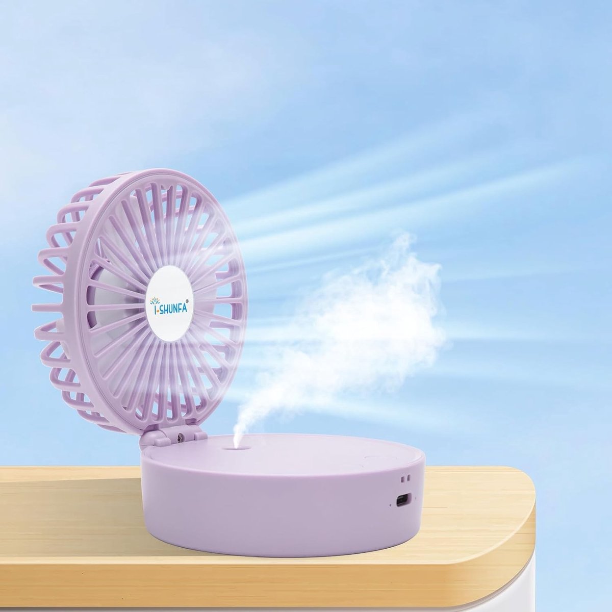 Mini airco - Paars - Mini - Opvouwbare USB Handventilator met Koelnevel - Voor Kantoor en Reizen