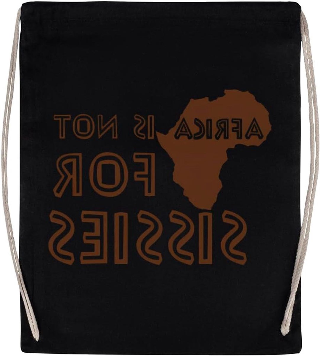 Sporttas Trekkoord - Gymtas Katoen - Sporten Reizen - Milieuvriendelijke Print - 8 Liter - Zwart