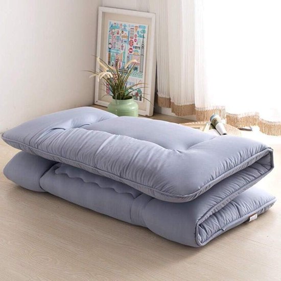Opvouwbaar Vloermatras - Futon Matras Japans - Comfortabel Slapen - Ademende Polyester Stof - 100x200cm - Grijs — afbeelding 5