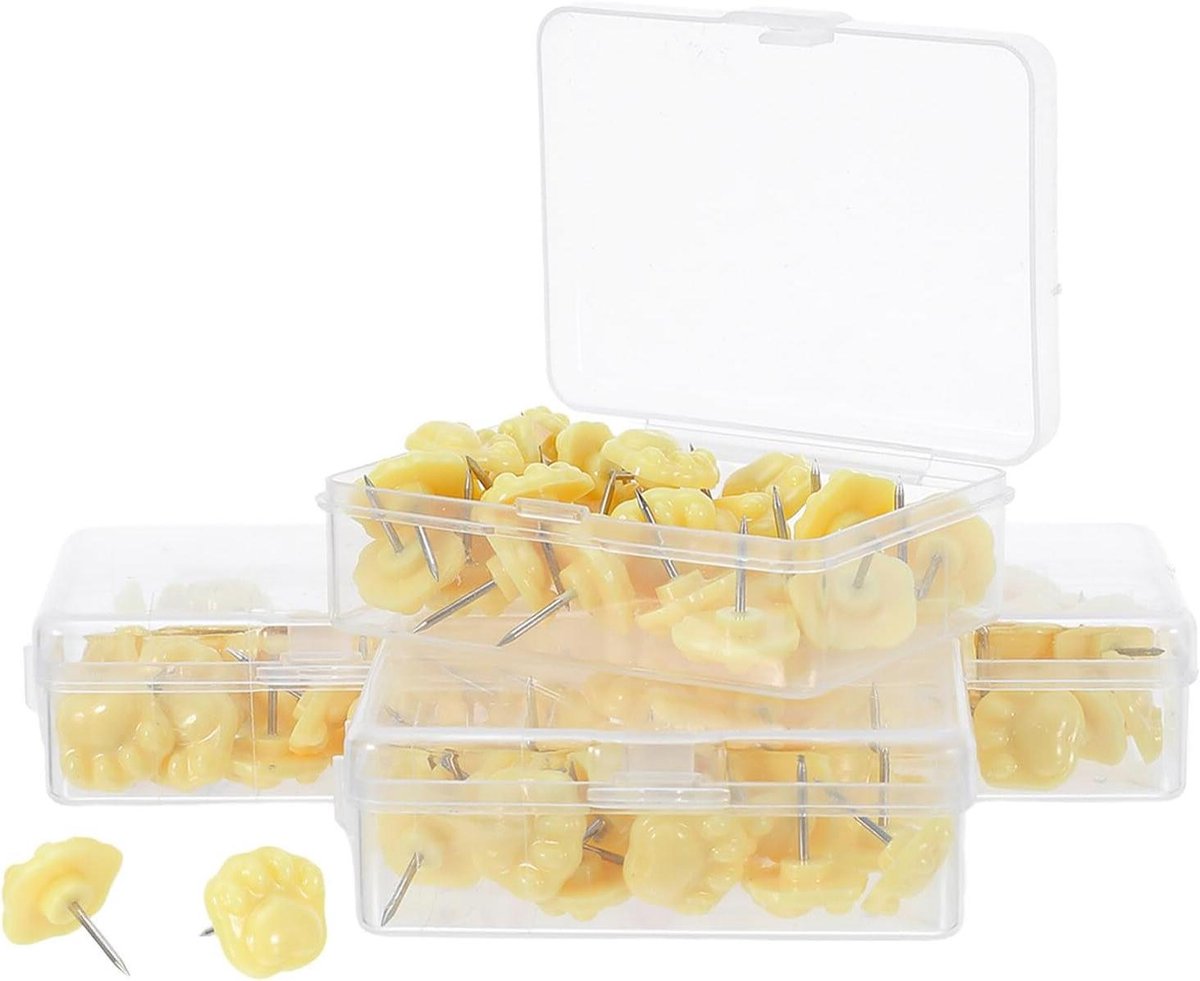 Berenklauw Punaises - Decoratieve Prikkers - Werkplek Decoreren - Schattige Pootvorm - 4 Dozen - Geel