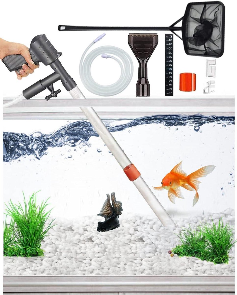 Aquarium Grind Cleaner - Aquarium Stofzuiger Waterwisselaar - Aquarium Onderhoud - Handmatig Persontwerp Geen Elektriciteit