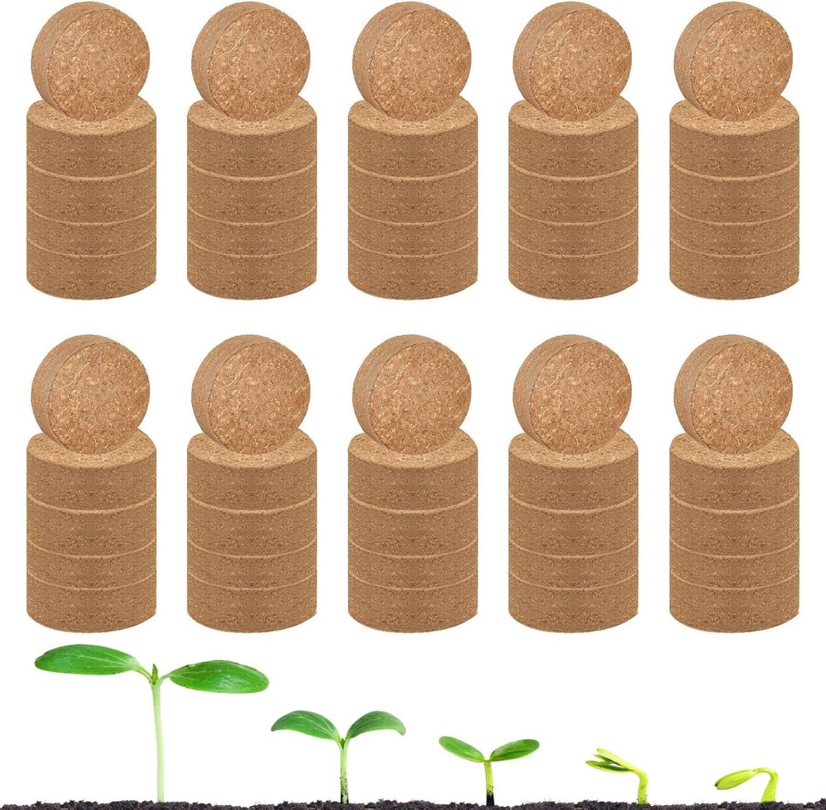 Kokosgrond schijven - Planten startblokken - Planten kweken - Milieuvriendelijk materiaal - 30 mm - Bruin