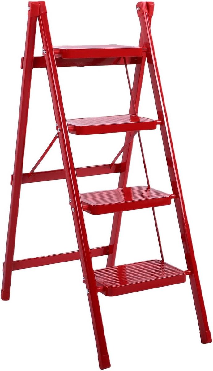 Opvouwbare Trapladder - Vouwkruk - Huishoudelijke Taken - Verbeterde Stabiliteit - 4 Treden - Zwart