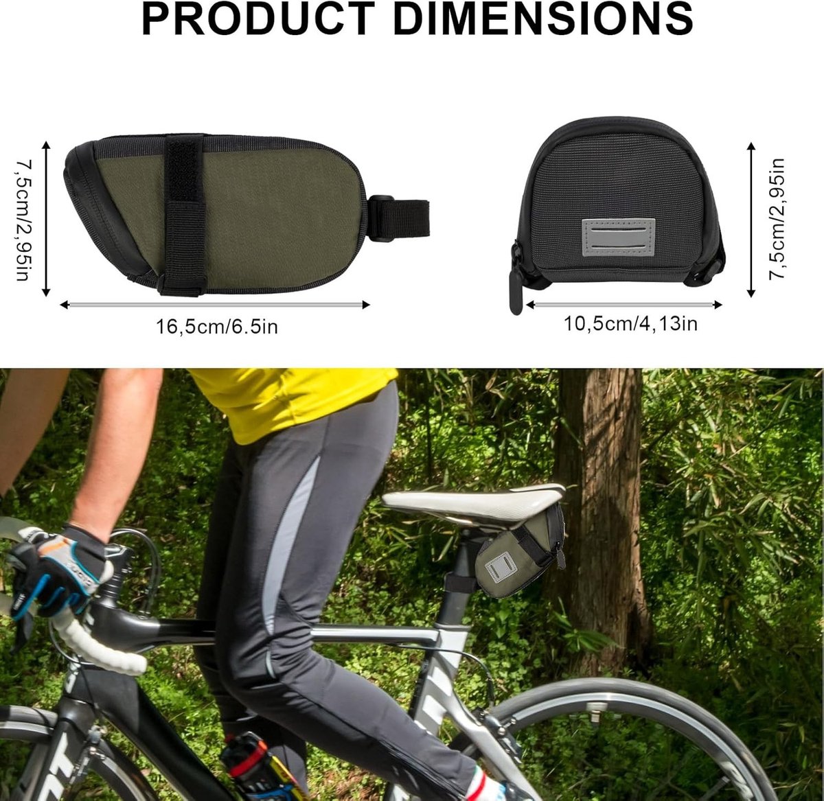 Fietstas enkel - Groen - 16,5 x 7,5 x 10 cm - Waterdichte Nylon Zadeltas voor Fietsers