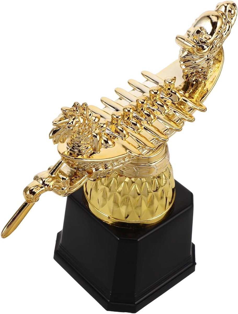 Drakenboot Trofee - Prijstrofee Plastic - Roeiwedstrijd Vieren - Verfijnd Vakmanschap - 17.5 x 16.5 x 7.5 cm - Multicolor