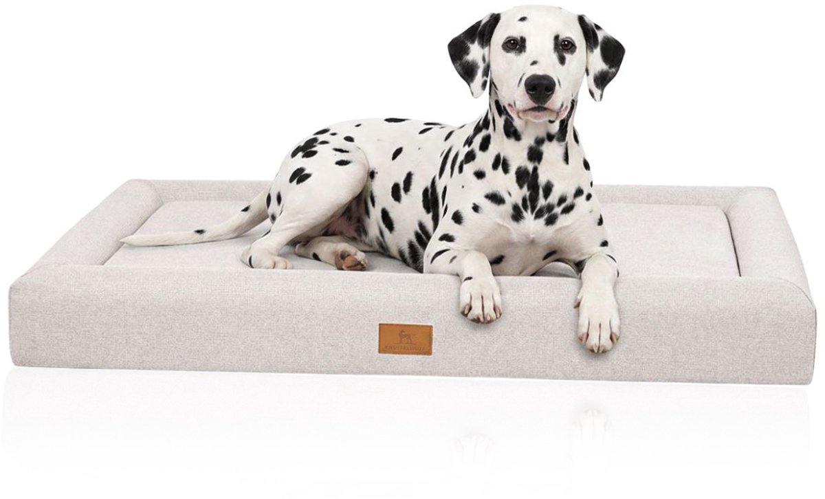 Knuffelwuff orthopedisch hondenbed Tiva van onderhoudsvriendelijke Easy Clean-stof met handgeweven karakter XXL 120 x 80cm Beige