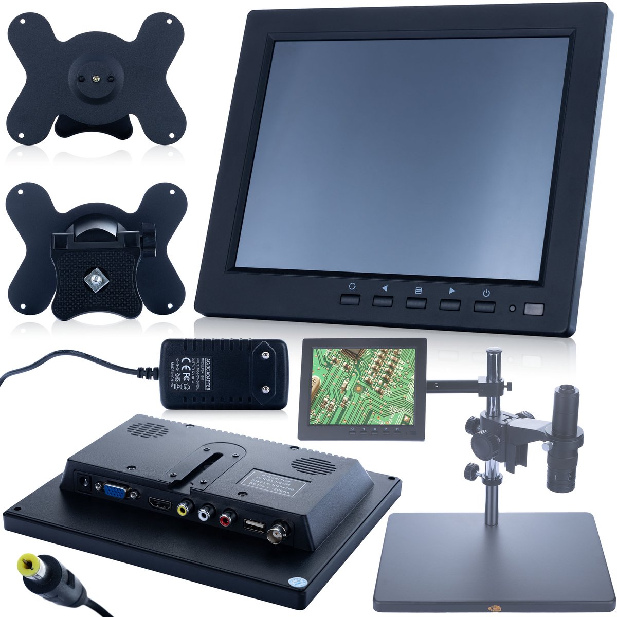 Rosfix Beeldscherm 8 inch Monitor voor Microscoop - 1024x768 RGB, HDMI/VGA/BNC/AV