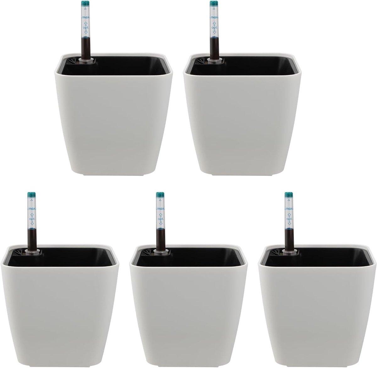 Zelfbewaterende Bloempot - Wit - 14 x 10.5 x 13.2 cm - Kunststof Pot met Waterindicator - Voor Planten Binnen en Buiten