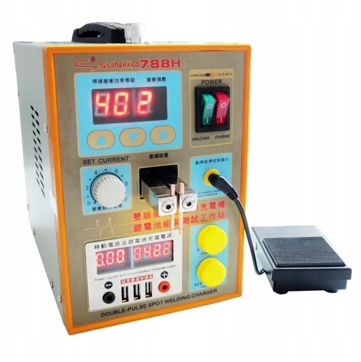 Rosfix Puntlasapparaat S788H-USB - Accu Puntlasmachine met 3-In-1 Lader/Tester