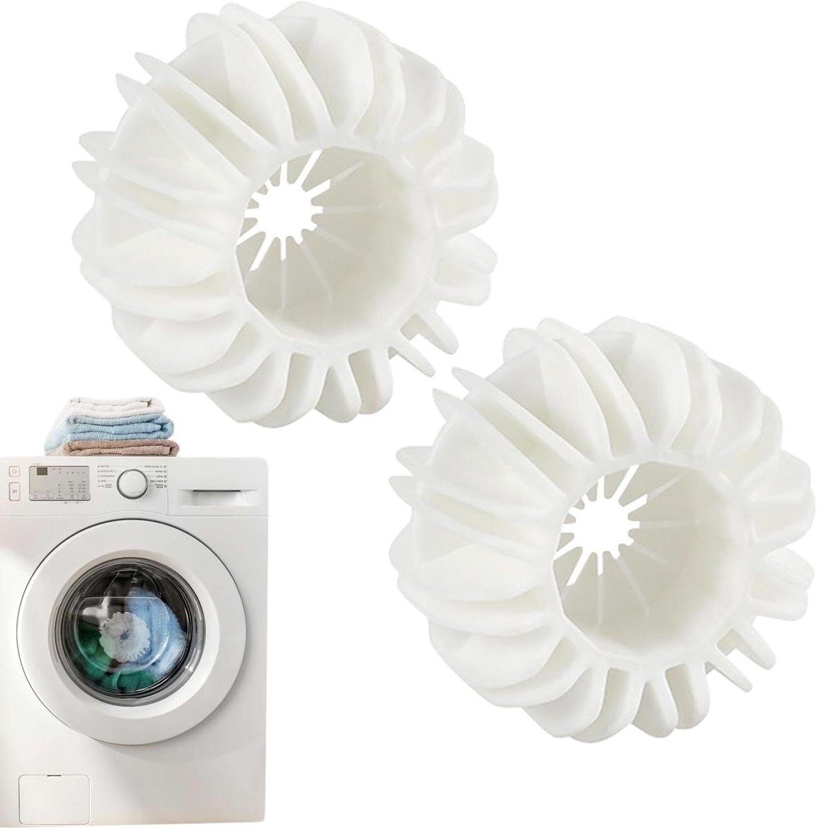 Wasmachinewasballen - Wasballen set - Kleding Reinigen - Verhoogt Reinigingskracht - 7 x 7 x 4 cm - Wit