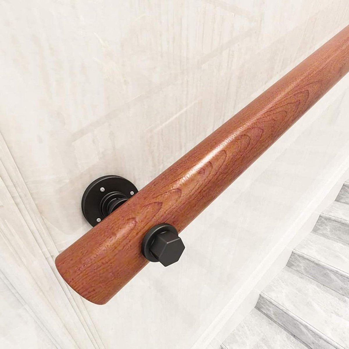 Houten trapleuning - Steunbalk muur - Veilig traplopen - Massief hout antislip - 30 cm - 600 cm - Houtkleur