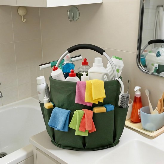 Opvouwbare mand - Opbergmand picknickmand - Buitenactiviteiten organiseren - Trekkoordsluiting - 28 x 28 cm - Groen — afbeelding 5