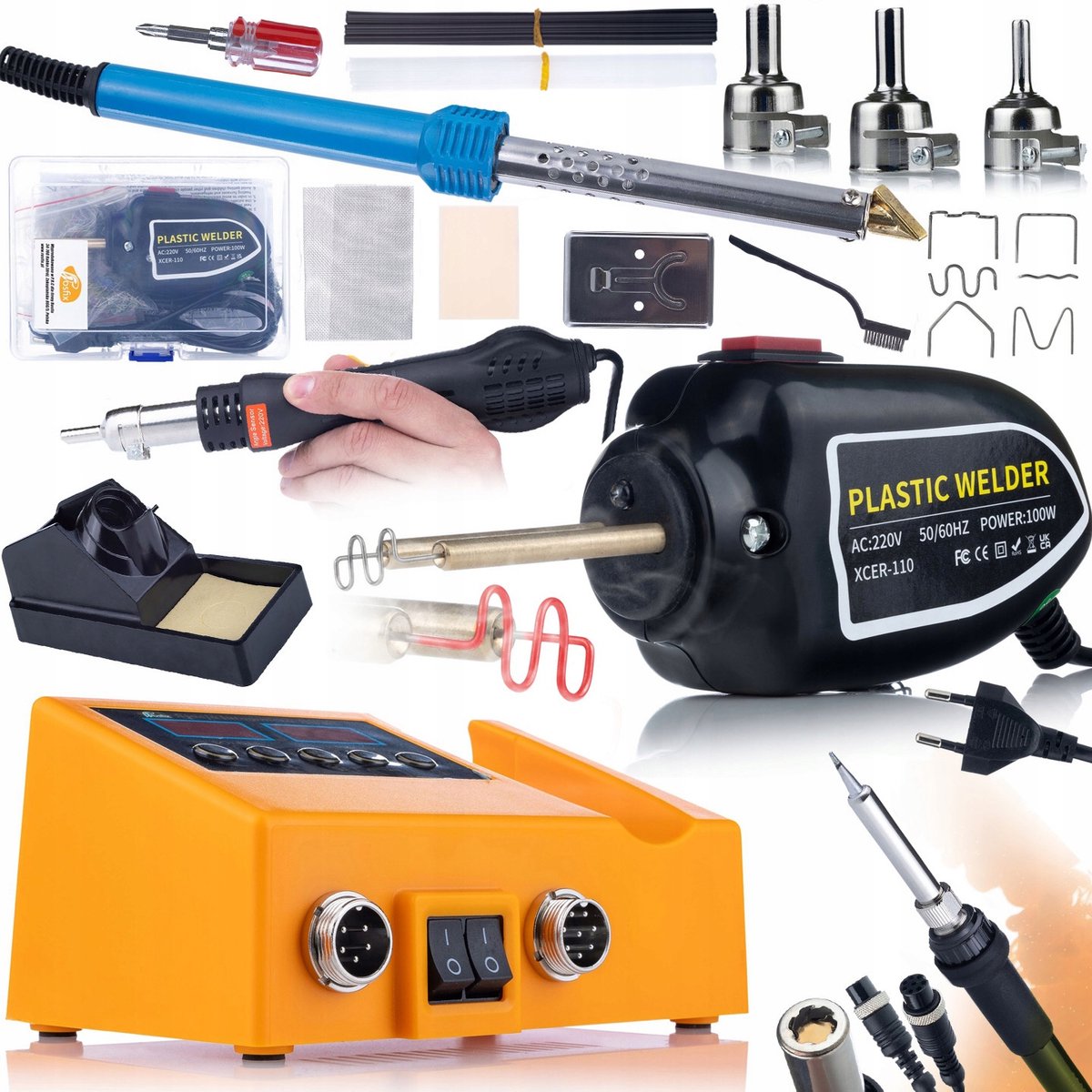 Rosfix Soldeerstation Set Orange Husky OH660 - 2w1 Hot-Air 900M - 660W, 60W, 100W Nietpistool, 80W
