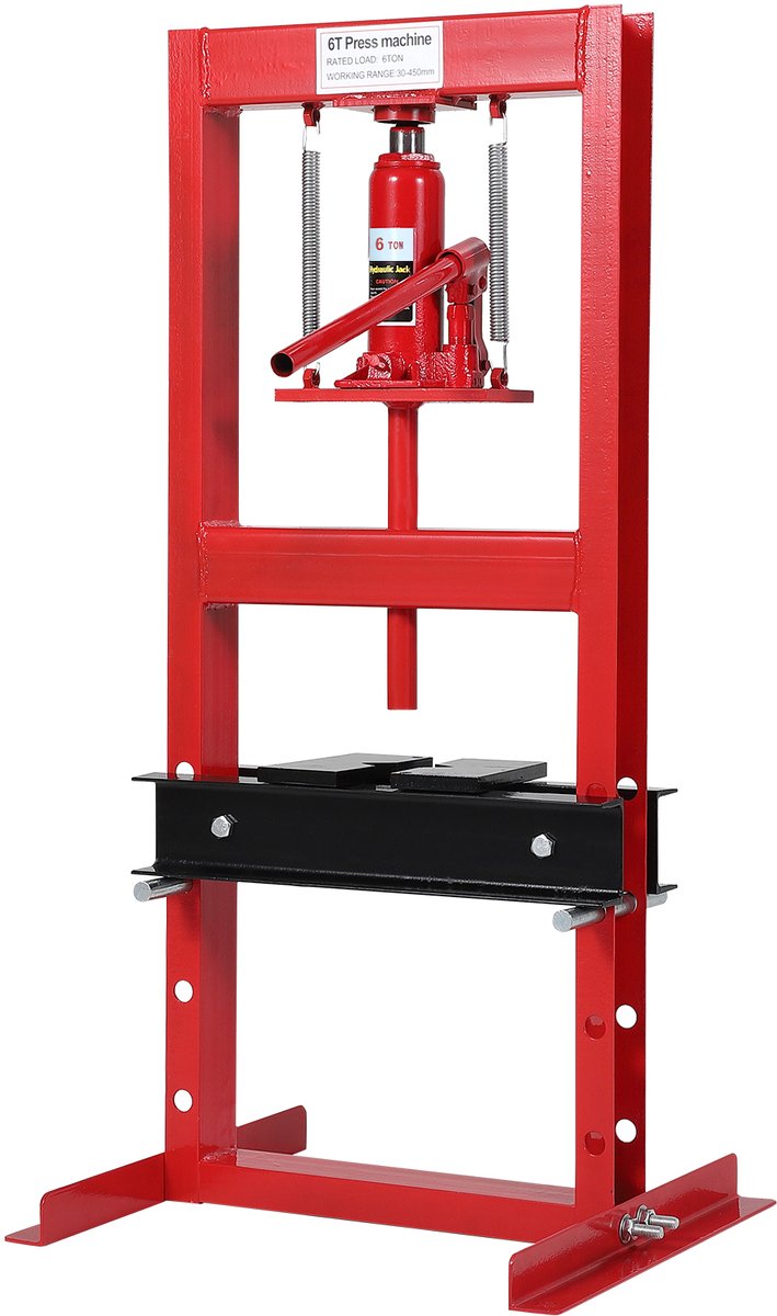HoerFuriy - H‑Frame Hydraulische Werkpers - 6Ton - Verstelbare Werktafel, voor Garage, Werkplaats en Metaalbewerking - Met Stofhoes - Rood