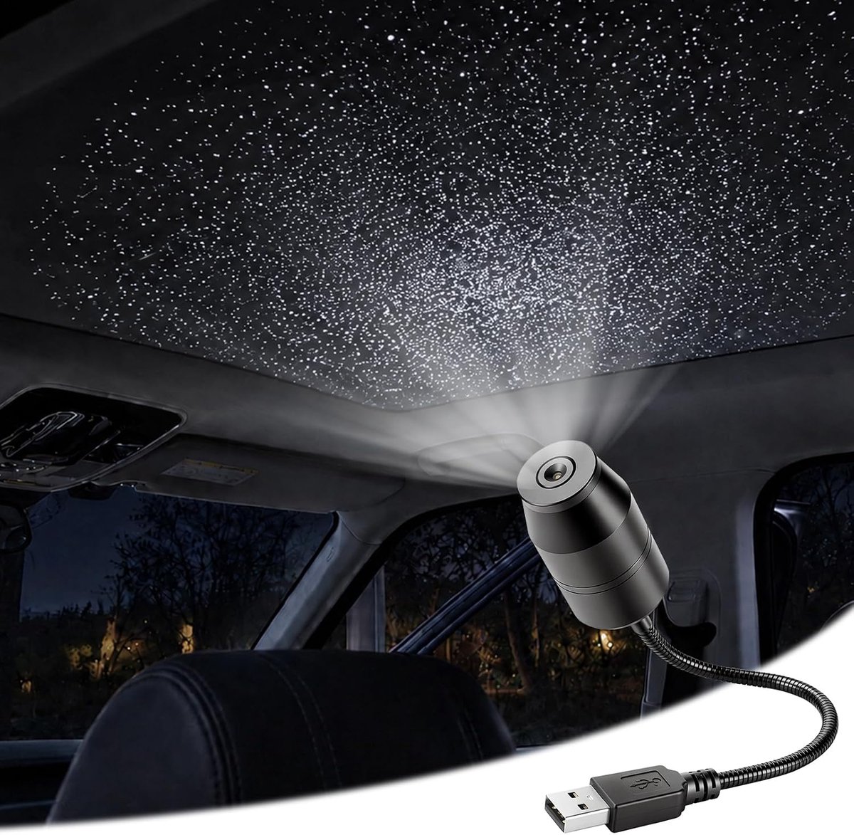 Sterrenhemel Projector, HD Nachtlampje Projector, 360° Verstelbare USB Sterrenprojector voor Plafond, Slaapkamer en Auto, Decoratie en Cadeau