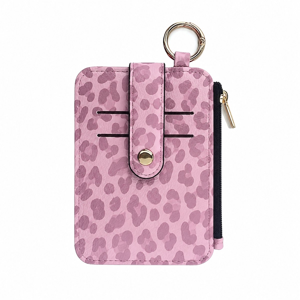 Pasjeshouder - Luipaard Roze | Telefoontasje / Muntgeld Kunstleder | 12,5 x 8,7 cm | Fashion Favorite