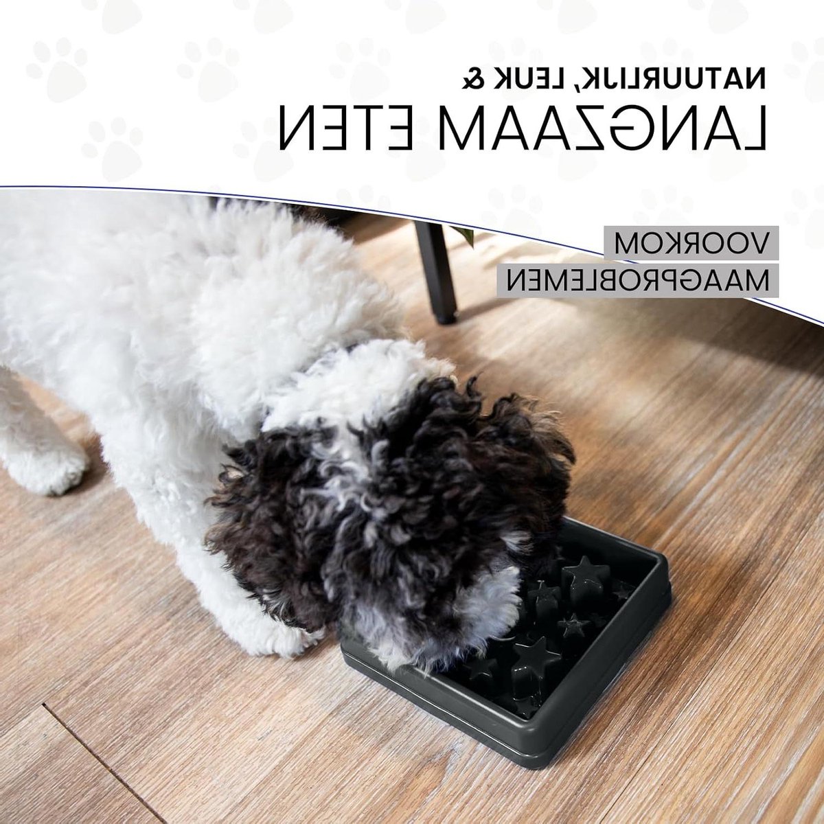 Honden Voerbak - Slow Feeder Anti Kauw - Langzaam Eten Bevorderen - Antislip Bodem - 14 x 14 cm - Grijs