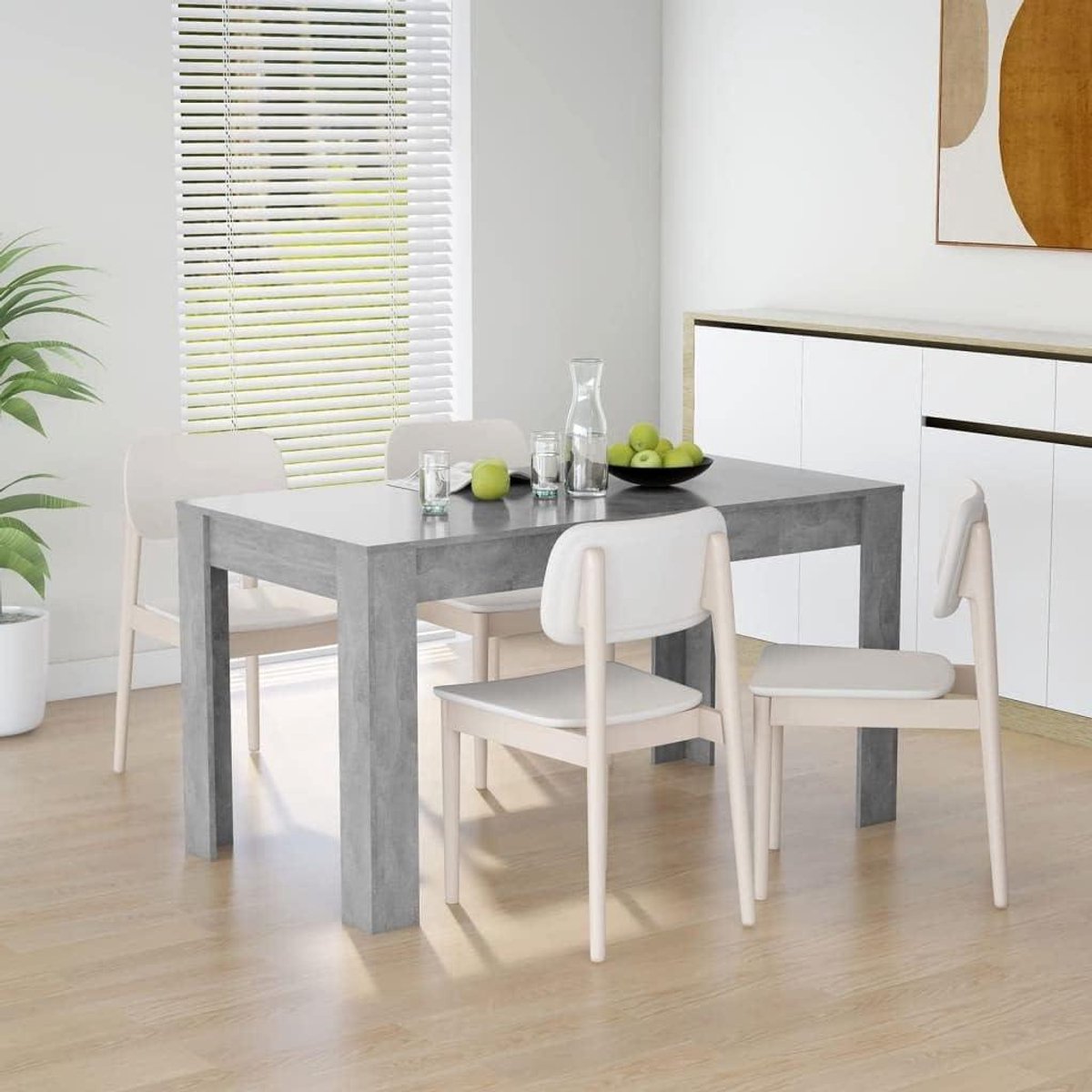 Eettafel - Tafel Eetkamertafel - Samen Eten - Robuust en Stabiel - 140 x 74.5 x 76 cm - Betongrijs