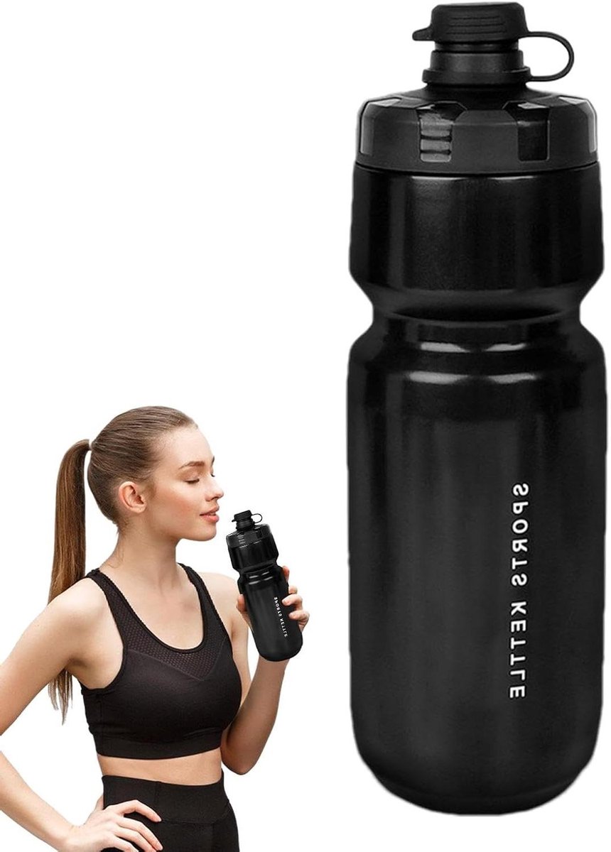 Fiets Bidon - Waterfles Fiets - Hydratatie Onderweg - Lekvrij Ontwerp - 720ml - Zwart