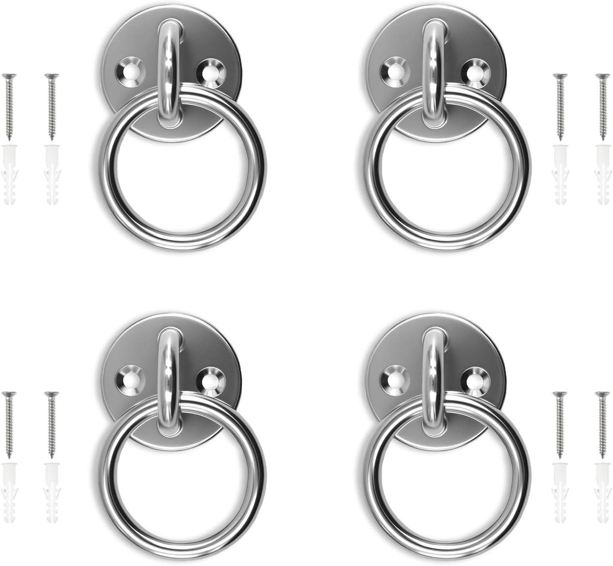 Oogplaten met ring - Bindringen RVS - Bevestigen van lasten - Roestvrij staal 304 - 5 mm dikte - Zilver