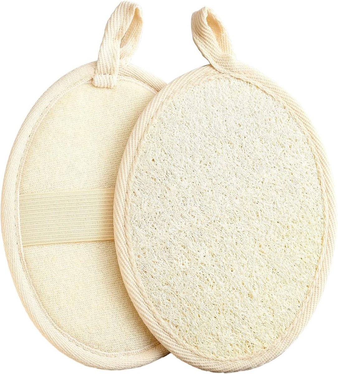 Natuurlijke luffah-sponzen voor een zachte lichaamsreiniging, exfoliatie en badplezier, set van 2 stuks