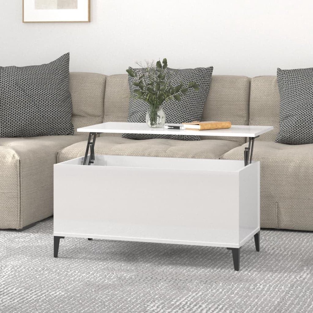 Salontafel - Bijzettafel woonkamer - Werken en eten - In hoogte verstelbaar - 90 x 445 x 45 cm