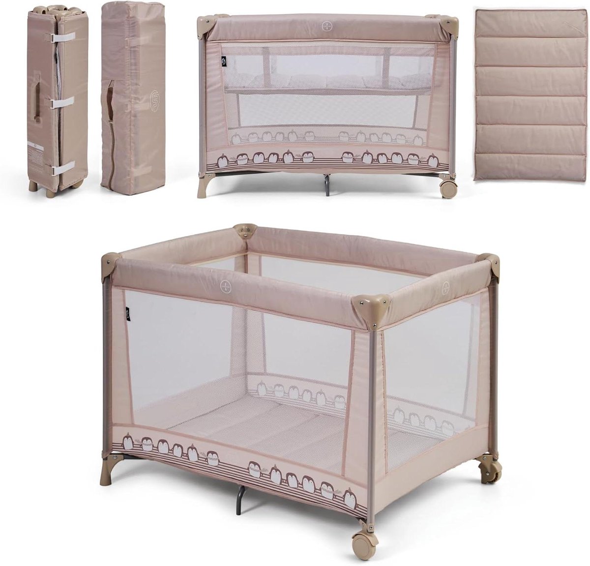Reisbed Kinderen - Babybed Kinderbed - Reizen en Slapen - Dubbele Hoogte - 100 x 70 cm - Beige