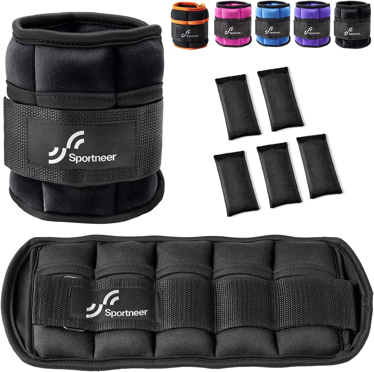 Enkelgewichten - Zwart - Verstelbaar van 0,12 tot 0,9 kg per stuk - Neopreen met Klittenband - Voor Fitness en Training