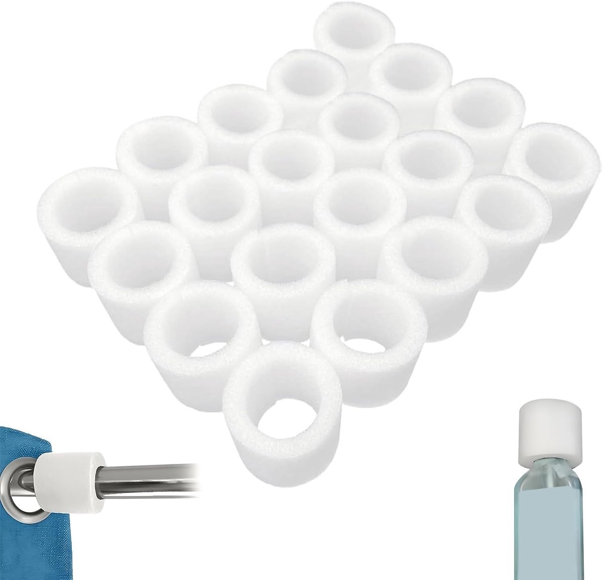 Gordijnafstandhouders - Wit - 3.5 cm - Schuim - Voor Gordijnroedes