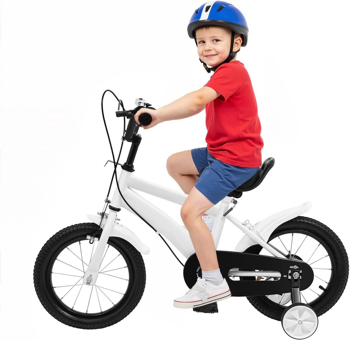 Kinderfiets Loopfiets voor kinderen Evenwicht trainen Dubbel remsysteem 14 inch Wit