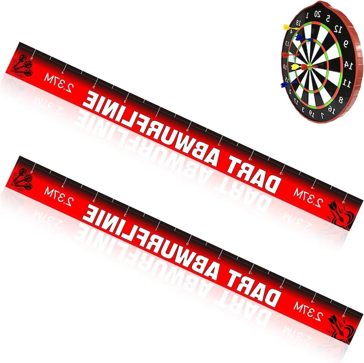 Dart Werplijn - Afstandslijn Oche - Precisie Darts Spel - Zelfklevend & Waterdicht - 56 x 5 cm - Rood
