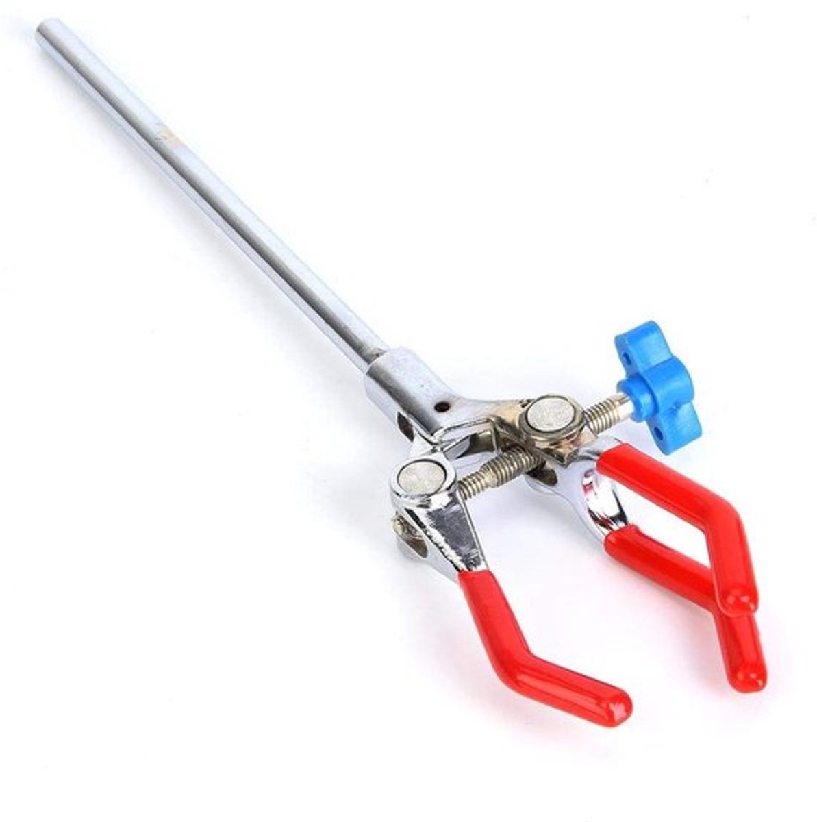 Buisklemhouder Verstelbaar - Driepins Klem - Antislipoppervlak - Zinklegering - Diameter 80 mm - Staaflengte 155 mm - Laboratoriumklem