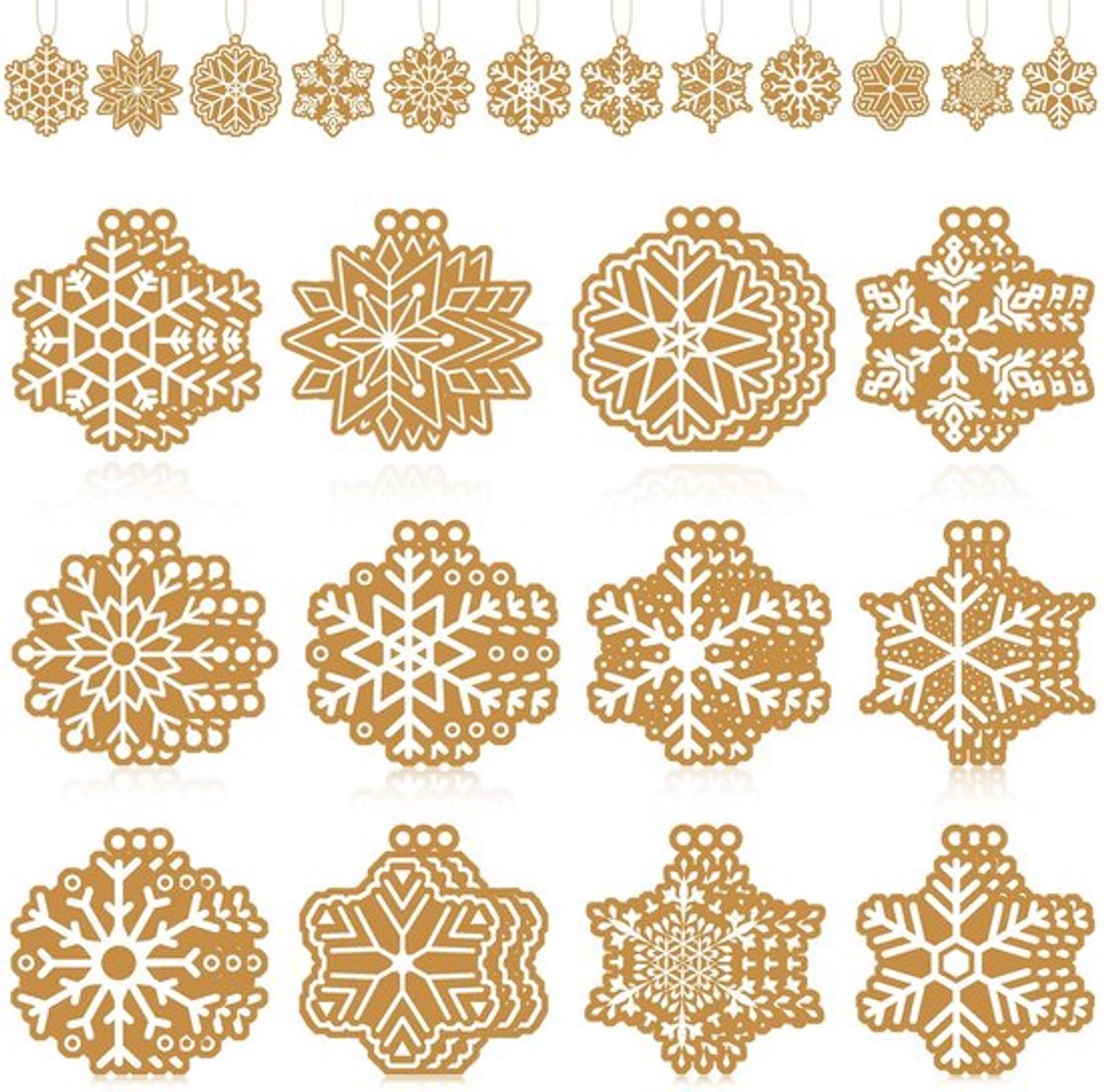 36 Stuks Houten Peperkoek Sneeuwvlok Ornamenten