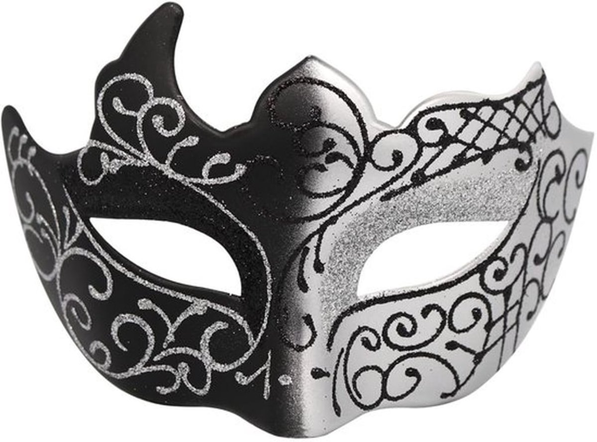 Venetiaans Masker Elegante Look - Feest Masker - Carnaval Masker - Heren Masker - Halloween Masker - Kunststof 17 x 9 cm - Feestmasker