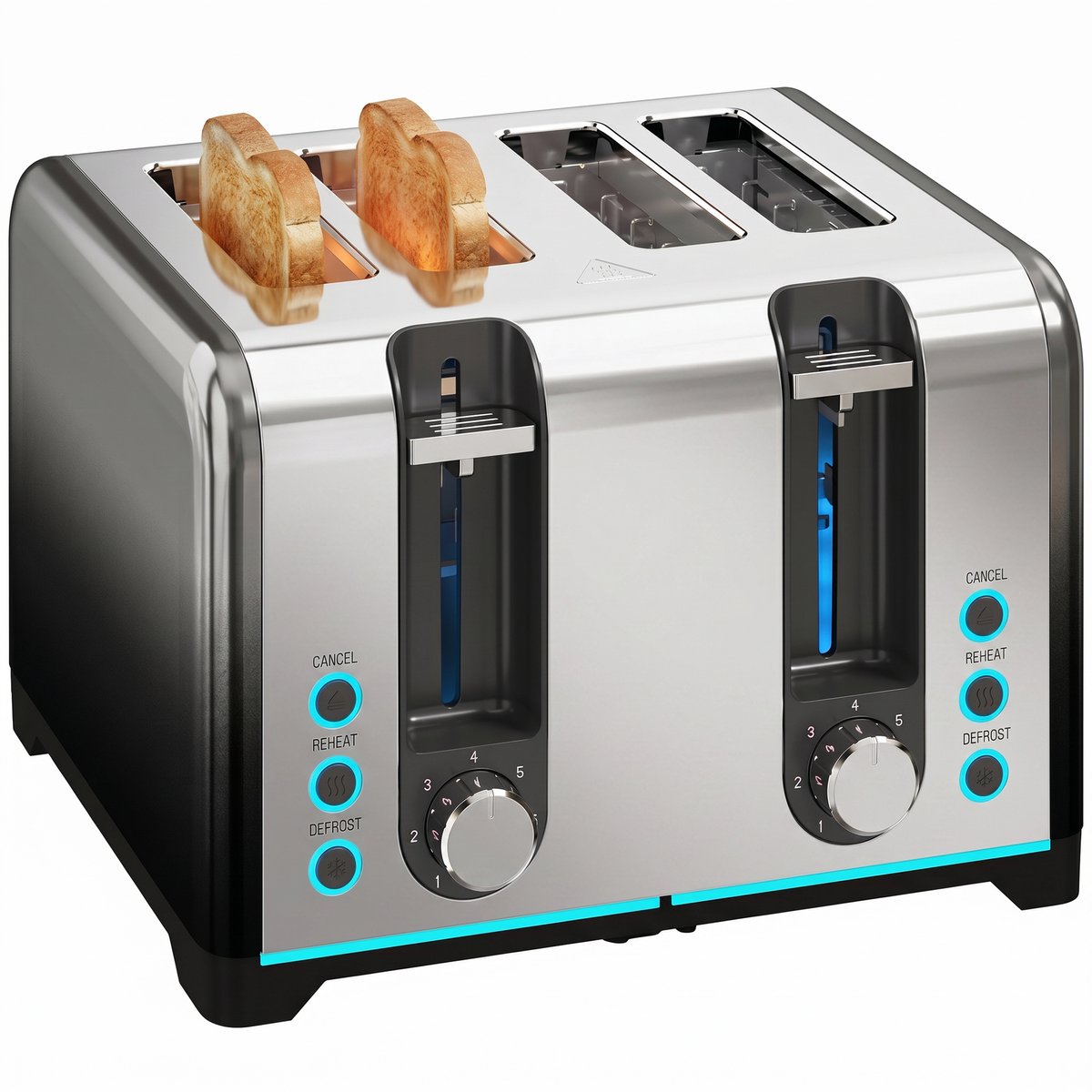 HOMCOM Toaster-Stahl-26,4L x 15,6B x 18,9H cm-Schwarz