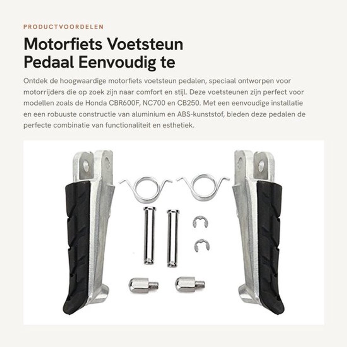 Voetsteun Hoge Kwaliteit - Voetsteunen Motorfiets - Aluminiumlegering - Eenvoudige Installatie - Zwart/Zilver - Voor H-on-da Modellen - Voorpedaal