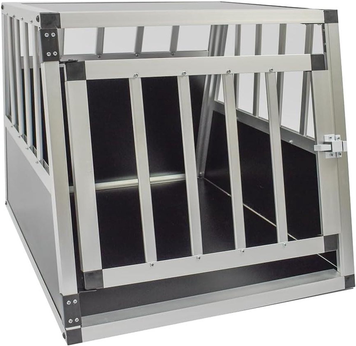 Hondenkooi Aluminium - Transportkooi Hond - Veilig Vervoer Auto - Schuine Bodem Kofferbak - Maat L 90.5 cm - Grijs