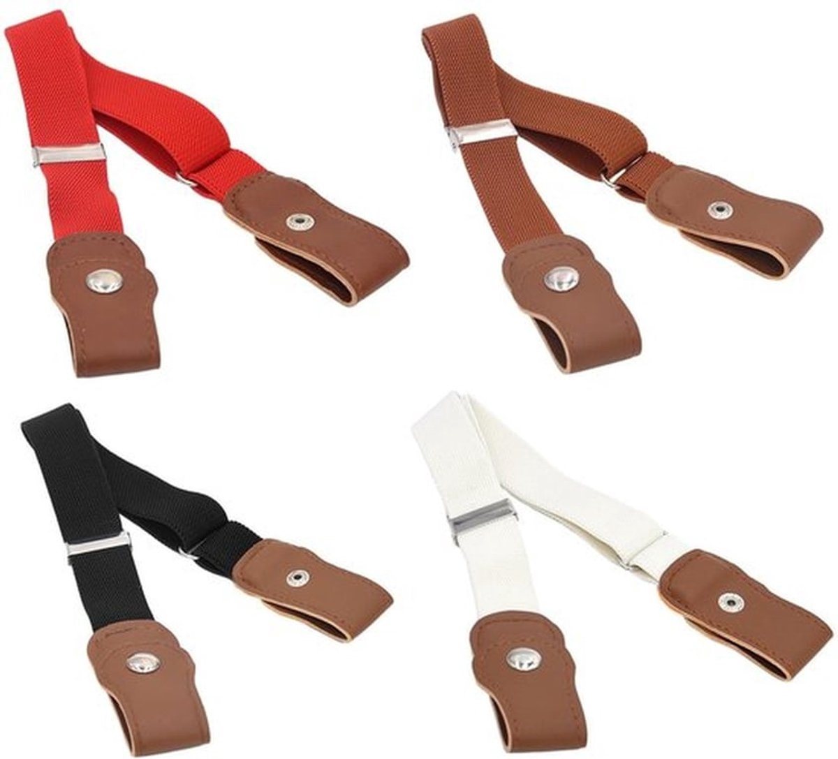 Kinderriem Verstelbaar - Kinderriem zonder gesp - Kinderriem jongen - Kinderriem meisje - Elastische riem - 4 stuks - Kinderriemen