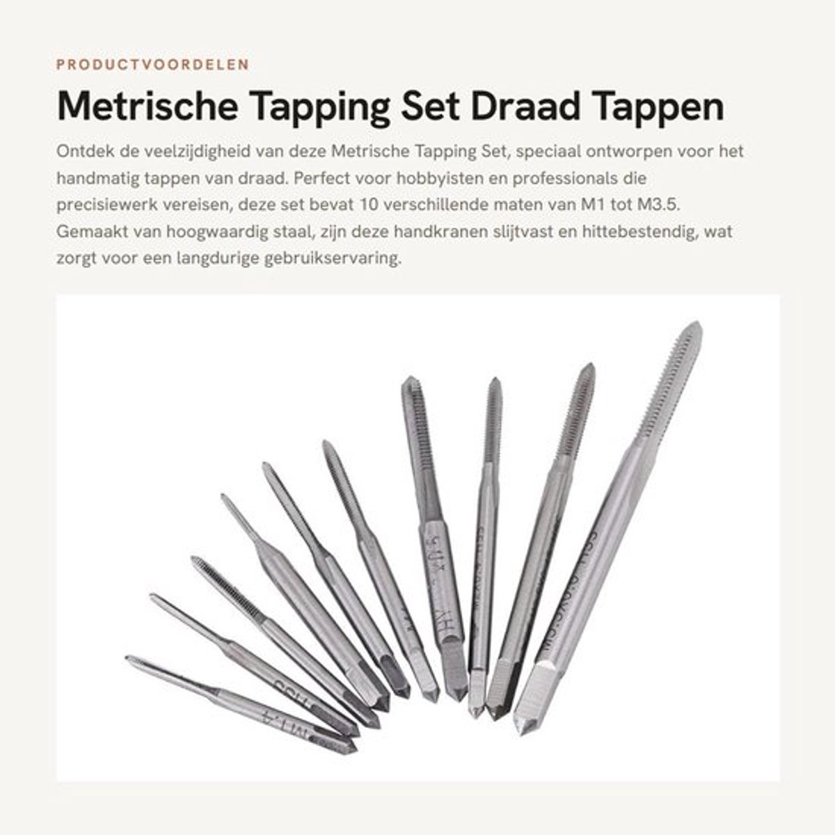 Draadkranen 10 stuks - M1 tot M3.5 - Hoge snelheid staal - Duurzaam - Hittebestendig - Soepele tapervaring - Tapset