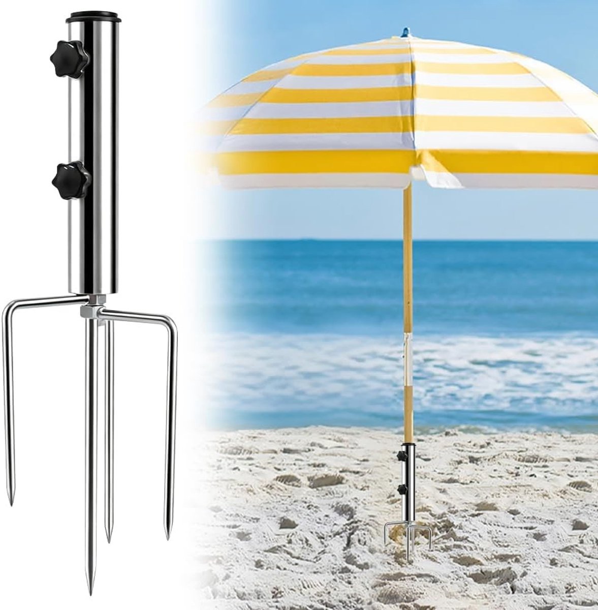 Parasolhouder voor balkon - Zilver - 28 x 11,5 x 5,5 cm - Verstelbare verzinkte stalen parasolstandaard - Voor buitengebruik