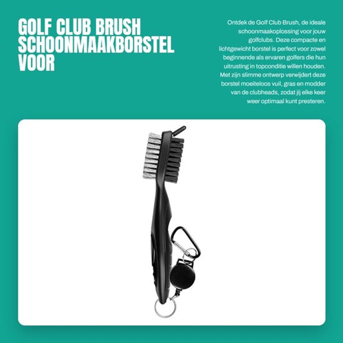 Schoonmaakborstel Compact Formaat - Golfborstel - Onderhoud Golfclubs - Accessoire Golfers - Lichtgewicht - Duurzaam Materiaal