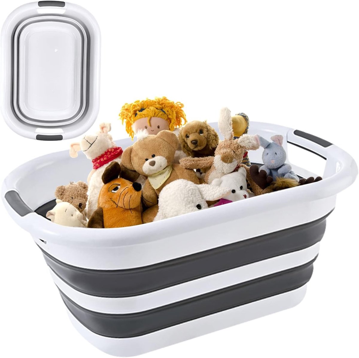 Opvouwbare wasmand - Wit - 23 x 38 x 53 cm - PP en TPE materiaal - Draagbare wasmand voor thuis en camping