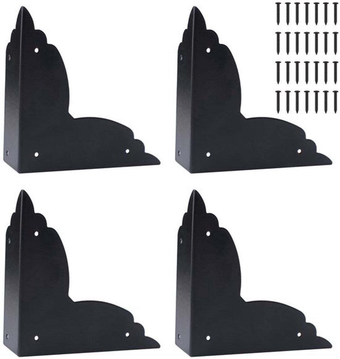 Tafelhoekbeschermers Heavy Duty - 4 Stuks - Zwarte Hoekbeschermers - Metalen Randbeschermers - Schroefbare Bevestiging - 6,9 × 6,9 cm