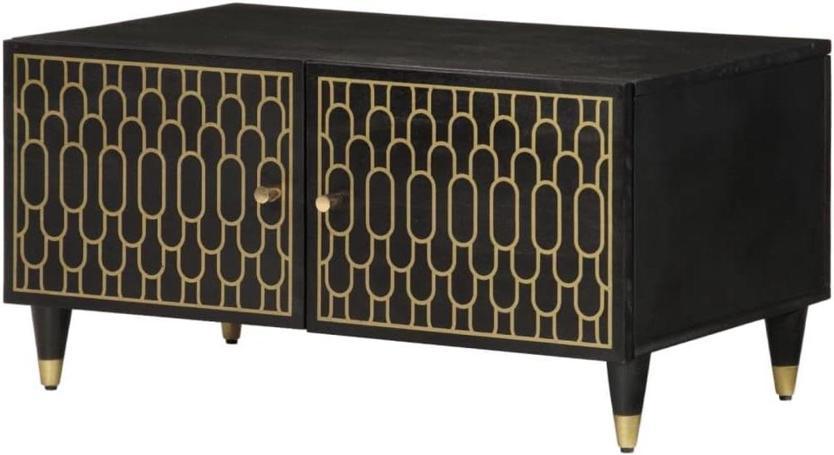 Salontafel Massief Mangohout - Bijzettafel Koffietafel - Woonkamer Opbergen - Unieke Houtnerf - 80 x 50 x 40 cm